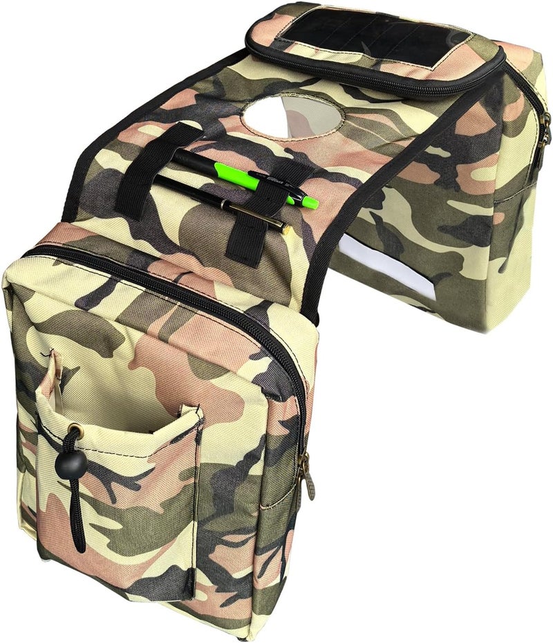 Vanlison ATV Tank Bag Saddle Bag Waterproof Motorcycle Bag Compatible with Snowmobile Sportsman Scrambler FourTrax Grizzly UTV Hanging Storage Bag Camo Brown - Image 3
